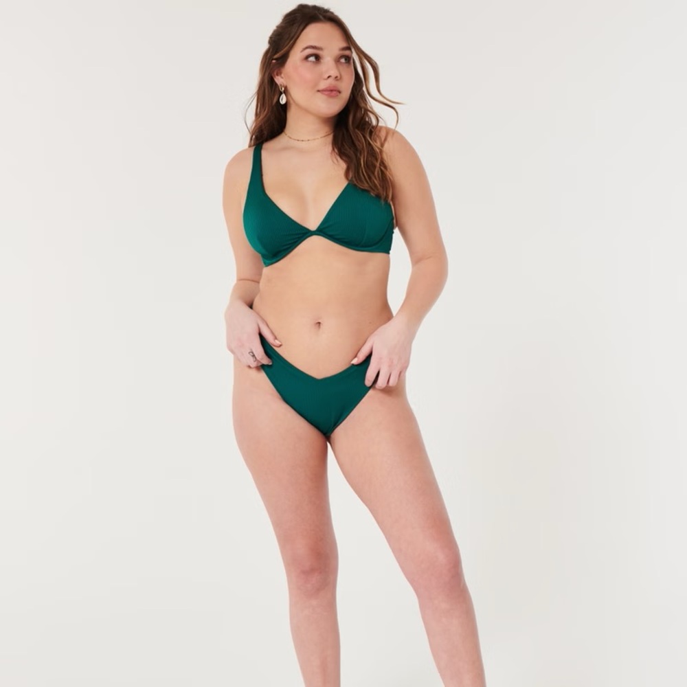 Hollister - Dark Green Ribbed Bikini